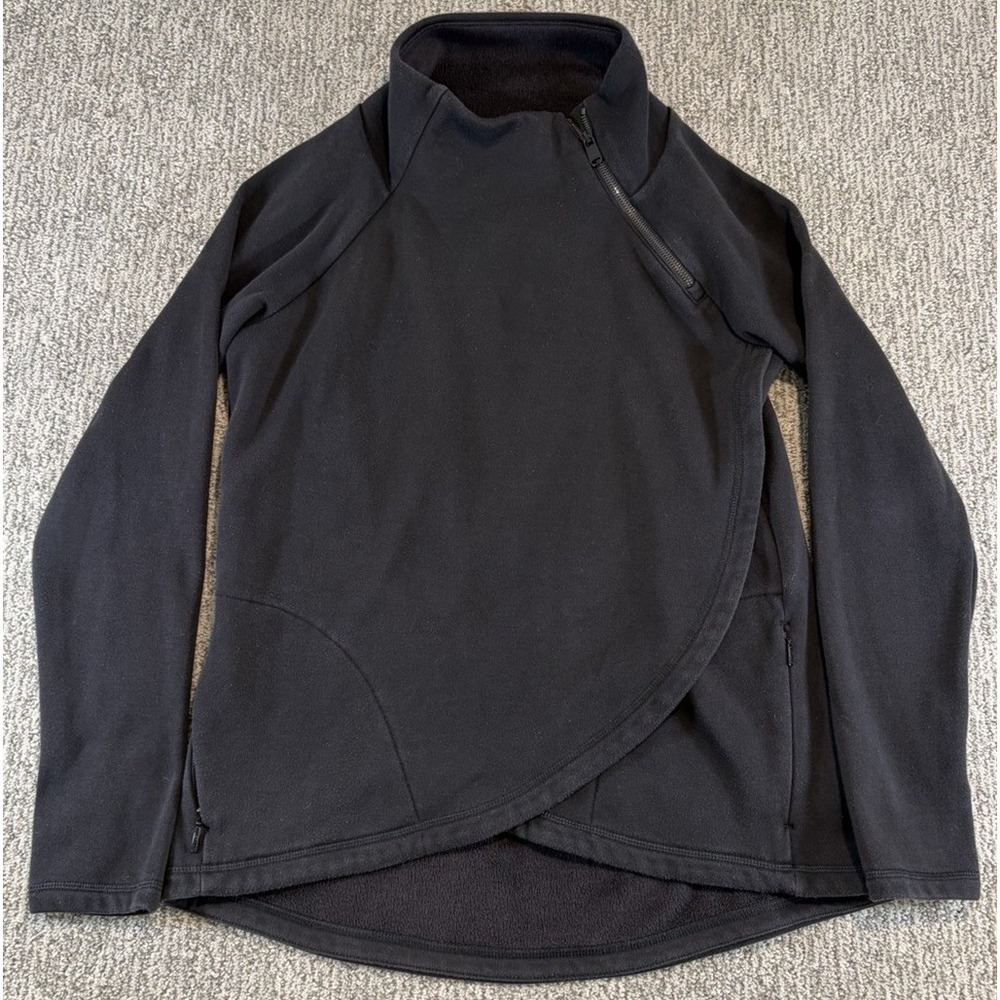 ATHLETA‎ Cozy Karma Asym Pullover Sweatshirt Size Small Black Soft CYA Top